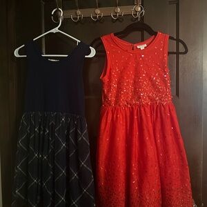 Cat & Jack red and Knitworks navy Kids Dresses, L (12 & 10/12)